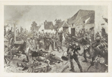 First meeting of Dutch and Prussian troops after the Battle of Waterloo near 'Maison du Roi',