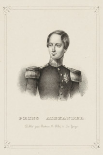 Portrait of Alexander I, Prince of the Netherlands, print, Portrait of Alexander I in an ornamented