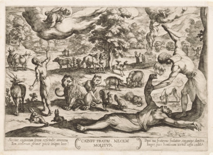 Cain kills Abel, Cainus fratri necem molitur, Old Testament battle scenes, print, Series number, 1,