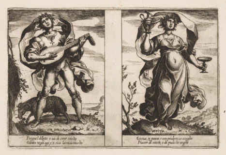 Sanguine Man and Happiness, Attributes of the Soul, Attributi dell'Anima, print, Two