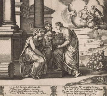 Psyche is visited by her sisters, Story of Cupid and Psyche, print, Series number, 11, 32, Psyche