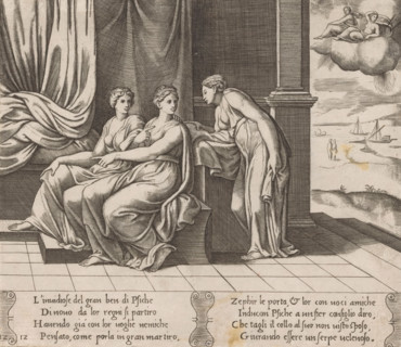 Psyche is convinced by her sisters, Story of Cupid and Psyche, print, Series number, 12, 32, Psyche