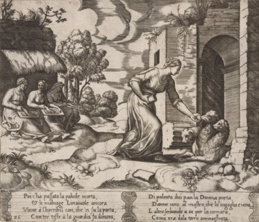 Psyche Leading Cerberus, Story of Amor and Psyche, print, Series number, 26, 32, Psyche leads