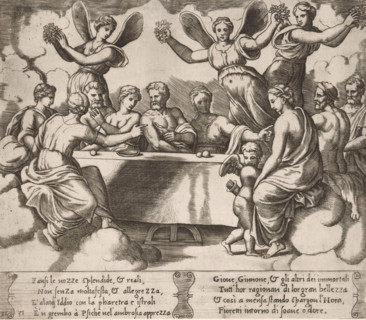 Wedding of Cupid and Psyche, Story of Cupid and Psyche, print, Series number, 31, 32, Banquet at