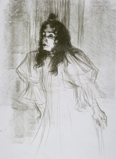 Miss May Belfort (original title), Portrait of May Belfort (May Egan) with two figures and a piano,