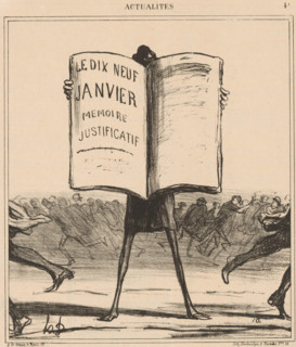 Electeurs, dans mes bras!, Caricature of the politician Émile Ollivier, Current affairs,
