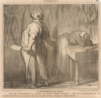 The despair of the butchers, Butcher and his wife complain, Current events, cartoon, Series number,