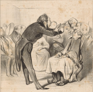 Robert Macaire magnetizes Bertrand, disguised as an old woman, Robert Macaire magnetizer,