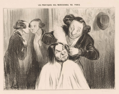 Woman gets curls at the wigmaker, Un coup de feu!, Practices of Parisian merchants, Les pratiques