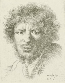 Bust of a young man with a beard, print, printmaker: Honoré Coussin, France, after design by