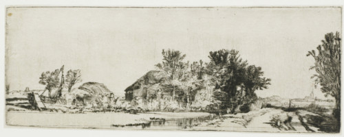 View of the Huis Te Vraag Inn on the Sloterweg, Landscape with a farmhouse along a road beside a
