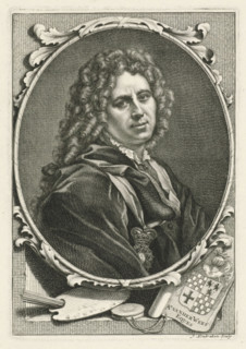 Portrait of Adriaen van der Werff, print, book illustration, printmaker: Jacob Houbraken,