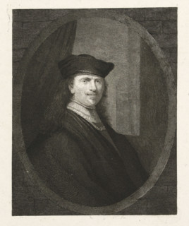 Portrait of Rembrandt van Rijn, print, Portrait in oval of Rembrandt van Rijn. Half-length, facing