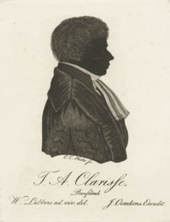 Silhouette portrait of Theodorus Adrianus Clarisse, print, bust facing right., printmaker: Karel
