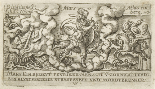 Mars, Mars with an Aries and Scorpio (signs of the zodiac), Personifications of planets, print,
