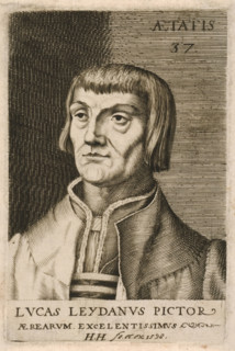 Portrait of Lucas van Leyden, Illustrious artists, print, Bust facing left of Lucas van Leyden at