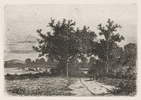 Country road, print, printmaker: Jan Heppener, The Hague, c. 1841 - 1898, paper, chine collé,