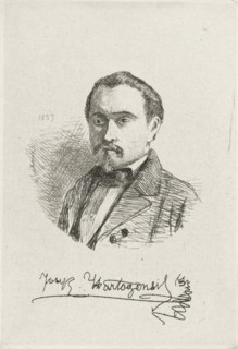 Self-portrait of Joseph Hartogensis, print, Bust facing left of Joseph Hartogensis., printmaker: