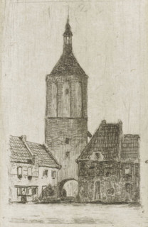 Tower, print, printmaker: Lambertus Hardenberg (1822-1900), The Hague, c. 1837 - 1900, paper, chine