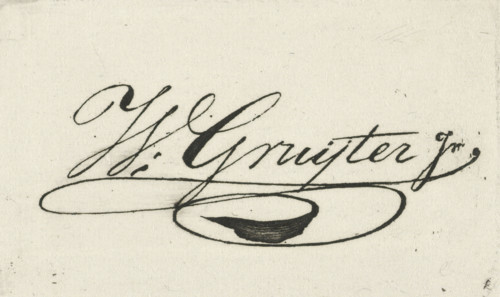 Signature of Willem de Gruyter, print, printmaker: Willem Gruyter jr., Amsterdam, 1832 - 1880,
