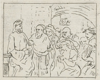 Christ and the Adulterous Woman, print, Inspired by Rembrandt's 'Christ and the Adulterous Woman'.