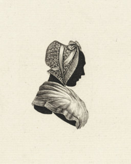 Silhouette portrait of Petronella Moens, print, Silhouette portrait of poet and writer Petronella
