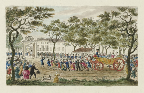 Welcome of the Princess of Orange and the children, 1787, print, Welcome of the Princess of Orange