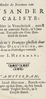 Title page for: Audiguier, Vital d'. De treurighe doch bly-eyndighende histori, Lysander en