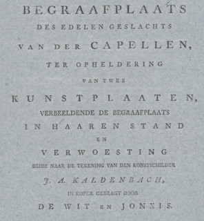 Book accompanying two prints with images of the cemetery of the Van der Capellen family, Reporting