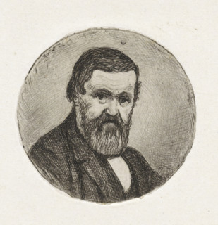 Round portrait of an unknown man with a beard, print, Portrait of an unknown man with a beard.,