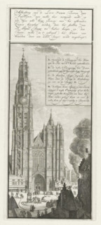 Demonstration of the hose fire engines on the tower of the Cathedral of Our Lady in Antwerp, ca.