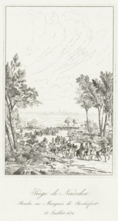 Siege de Naerden. Rendu au Marquis de Rochefort. July 12, 1672, Siege of Naarden, print, historical