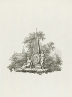 Allegory on the founding of Felix Meritis, print, title page, Title page with an allegorical