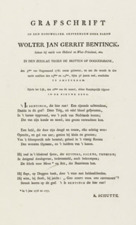 Epitaph on the highly esteemed stern lord Baron Wolter Jan Baron Bentinck, Epitaph on the death of