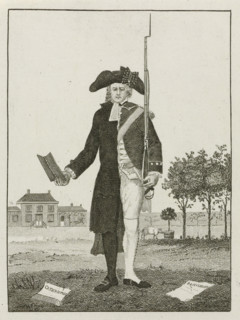 Caricature of the patriot preacher Johan Jacob le Sage ten Broek, 1785, Op den Professoraale