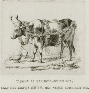 Dutch cow, 1787, print, book illustration, The Dutch cow, decorated as an Easter cow or guild ox
