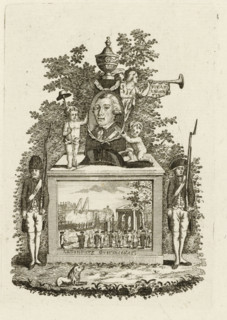 Monument to Abraham Valentijn and the Conquest of Kattenburg, 1787, print, Allegory with a