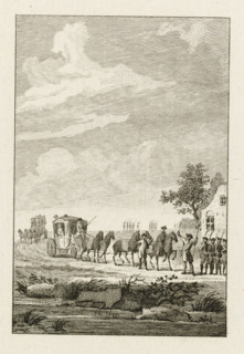 Arrest of the Princess at Goejanverwellesluis, 1787, print, Arrest of the carriage with Princess