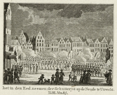 the taking of the oath by the Militia on the Neude in Utrecht, Swearing-in of the militia in