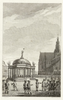 Swearing-in of the government regulations in Haarlem, 1787, print, Solemn ceremony with the