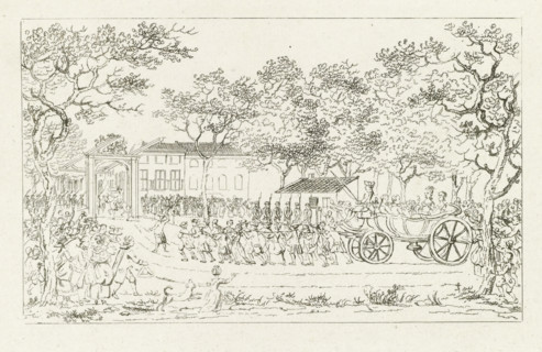 Welcome of the Princess of Orange and the children, 1787, print, Welcome of the Princess of Orange