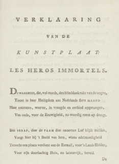 Explanation of the art plate: Les Heros Immortels, Explanation in verse form accompanying the