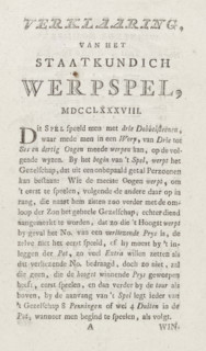 Explanation of the Political Throwing Game, MDCCLXXXVIII, Explanation of the board game about the