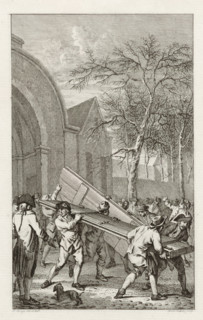 Removal of the doors of the city gate at Franeker, 1788, print, historical print, The removal of