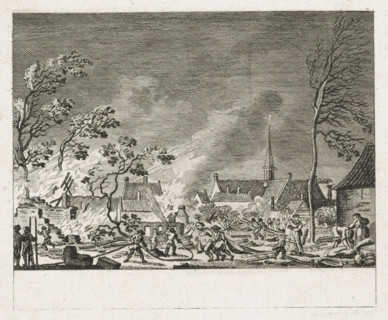 Fire in Amstelveen, 1792, print, Great fire in Amstelveen on June 25, 1792., printmaker: Cornelis