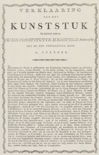 Explanation accompanying the allegory on the restoration of the Stadtholder, 1787, Explanation of