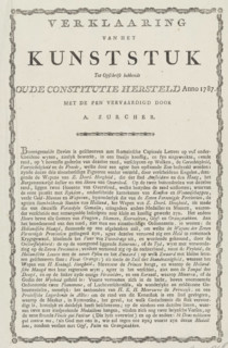 Explanation accompanying the allegory on the restoration of the Stadtholder, 1787, Explanation of