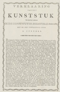 Explanation accompanying the allegory on the restoration of the Stadtholder, 1787, Explanation of