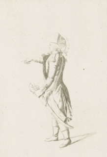 Pointing French officer, French infantry in the Netherlands in 1795, print, A pointing French