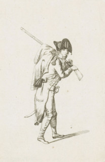 Standing French soldier, French infantry in the Netherlands in 1795, print, A French soldier,